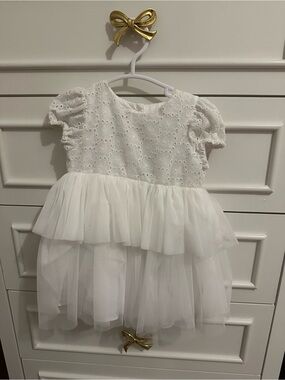 Nordstrom Baby White Eyelet Lace Tulle Dress 6M Special Occasion